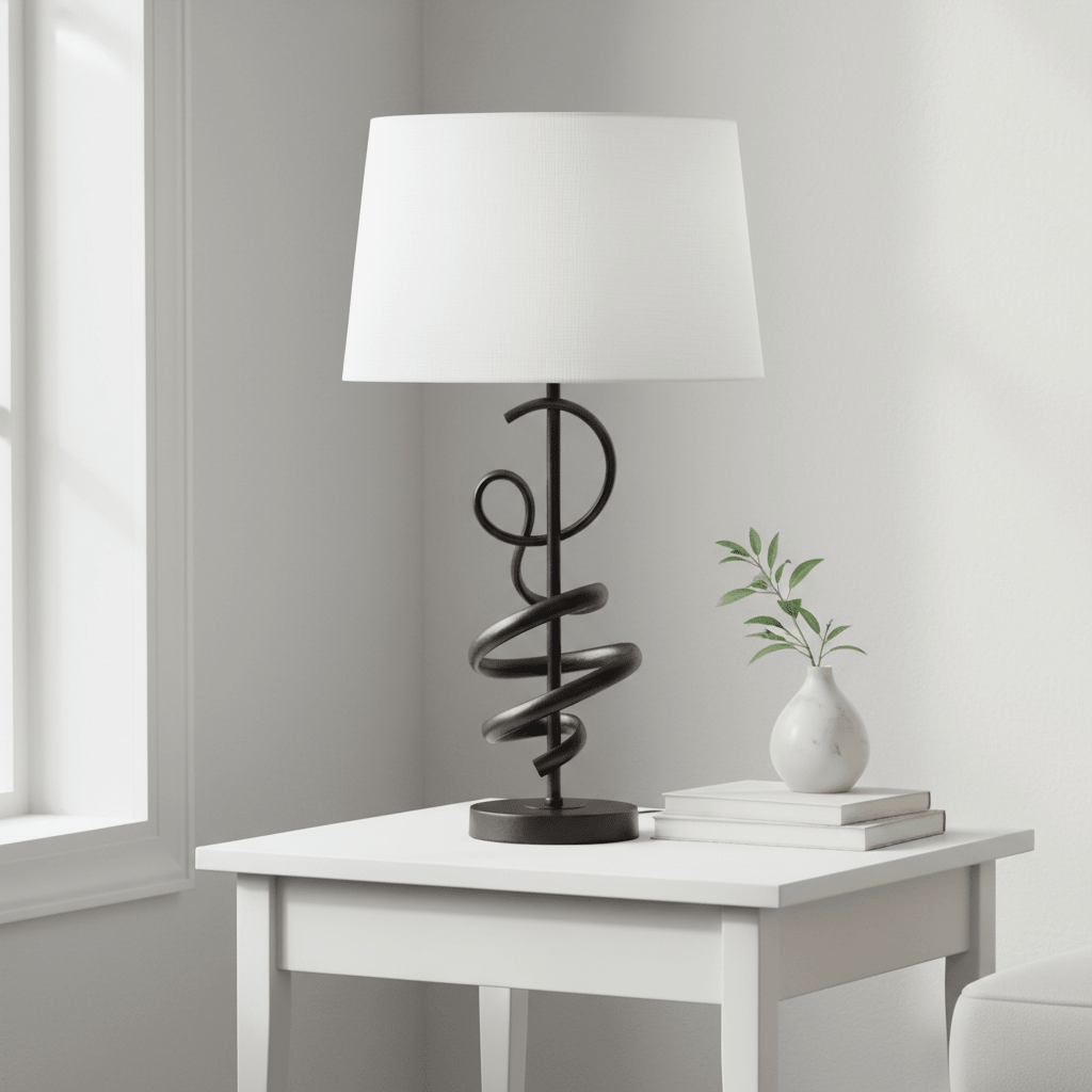 Zavi Matte Black Squiggle Table Lamp