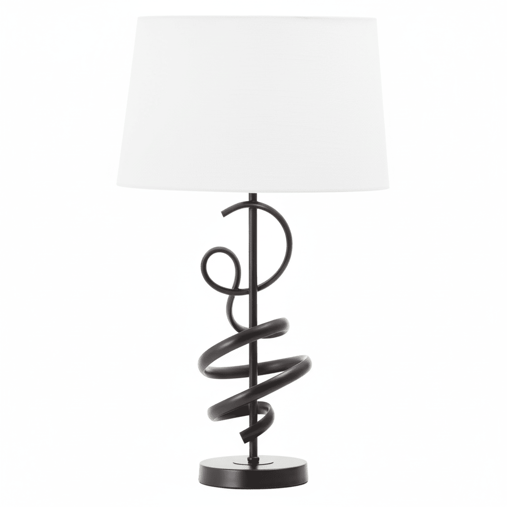 Zavi Matte Black Squiggle Table Lamp