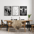 Zebra wall art Black & White Wildlife wall art | Elephants, Birds & Zebra Stripes displayed on a wall in a styled room — view 7