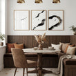 Zen Wall Decor Japandi Ink Brushstroke & Lone Figure Art wall art displayed on a wall in a styled room — view 4