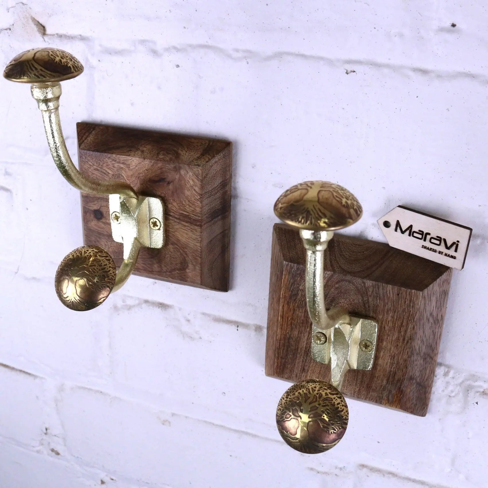 Zerika Antique Gold Coat Hooks Set of 2