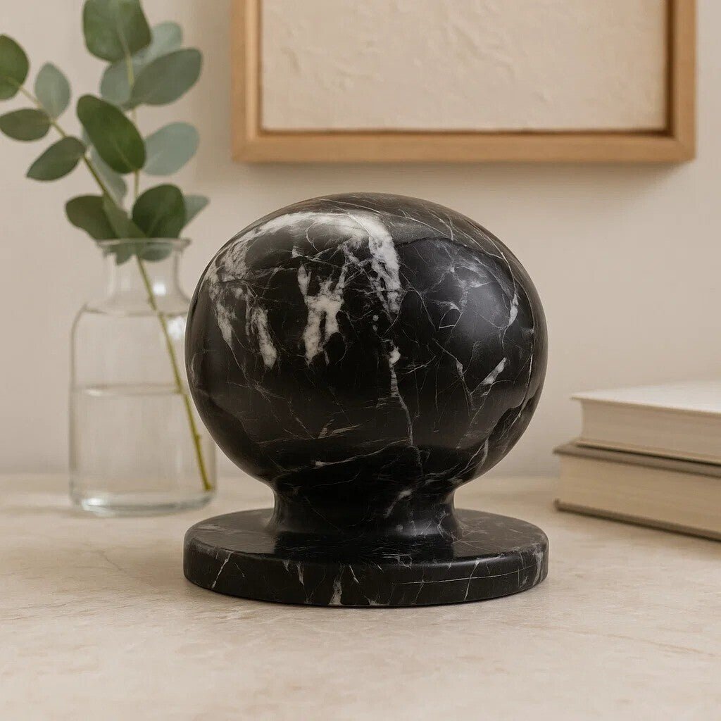 Zoro Black And White Veined Marble Sculpture