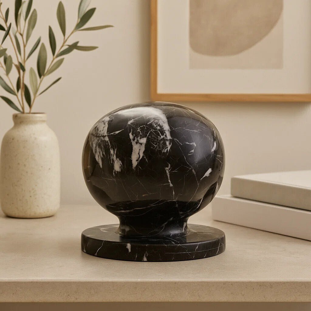 Zoro Black And White Veined Marble Sculpture