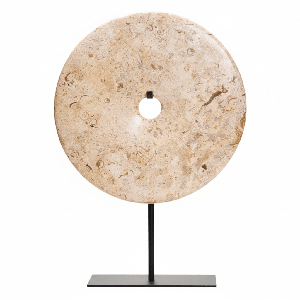 Zoro Large Natural Speckled Marble Round Disc Sculpture