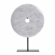 Zoro Medium Round Grey Marble Disc Sculpture