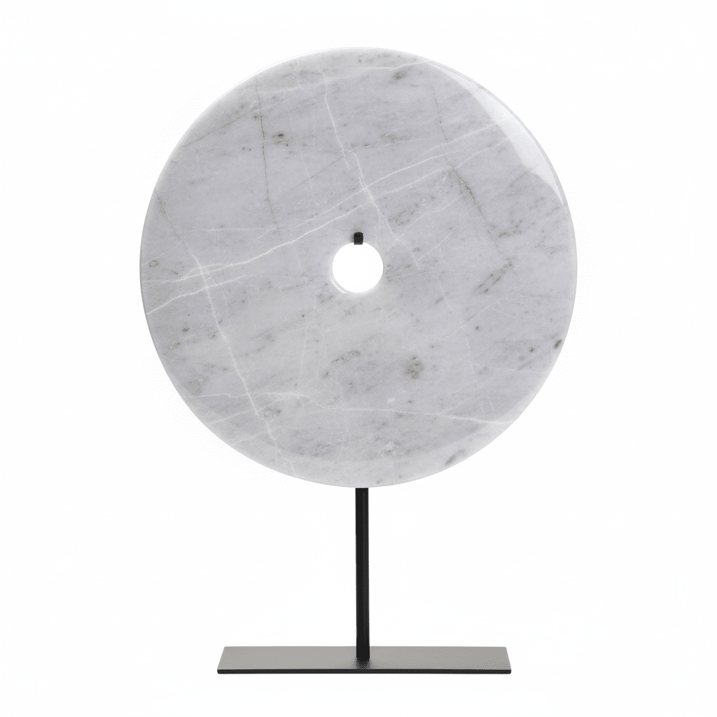Zoro Medium Round Grey Marble Disc Sculpture