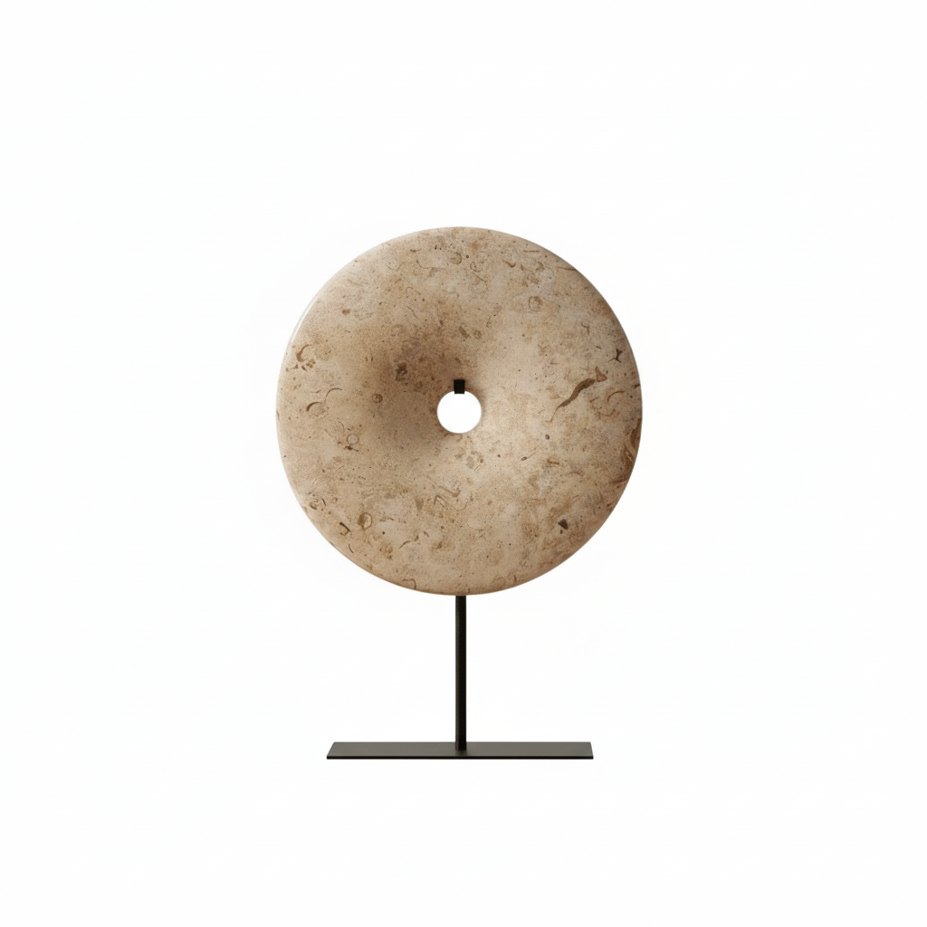 Zoro Large Natural Speckled Marble Round Disc Sculpture