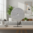 Zoro Large Round Grey Marble Disc Sculpture