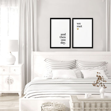 1st year anniversary gift | set of 2 wall art prints for Bedroom