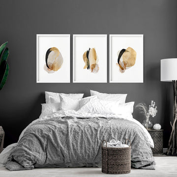 Impressions d'art abstrait modernes pour chambre à coucher | lot de 3 tirages d'art mural