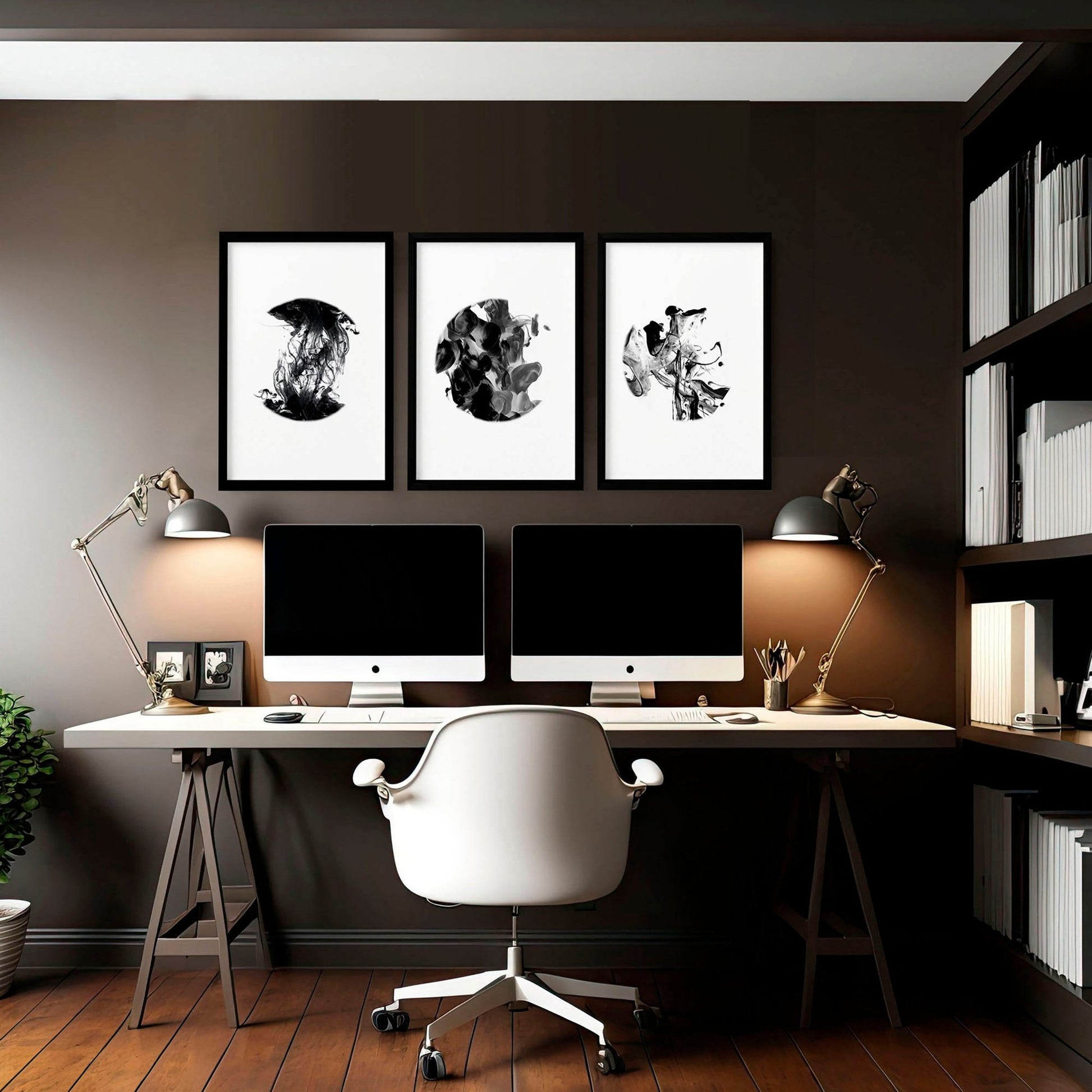 Abstract wall art set of 3 | set of 3 framed wall art for office