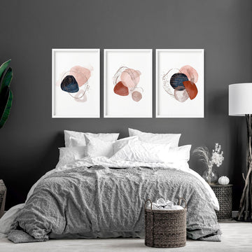 Abstract print for bedroom | set of 3 wall art prints