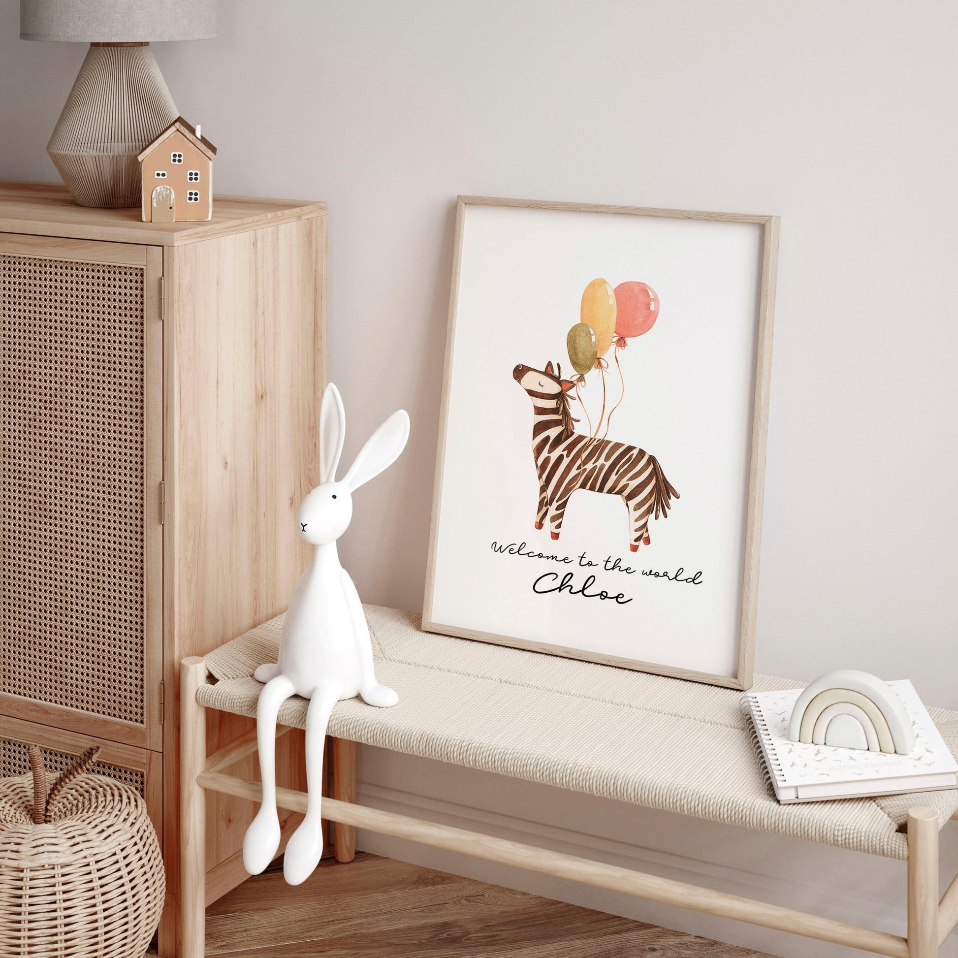 Animal theme for nursery decor Zebra wall art print