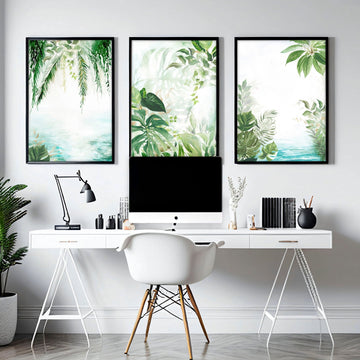 Art for office walls | set of 3 Tropical wall art prints