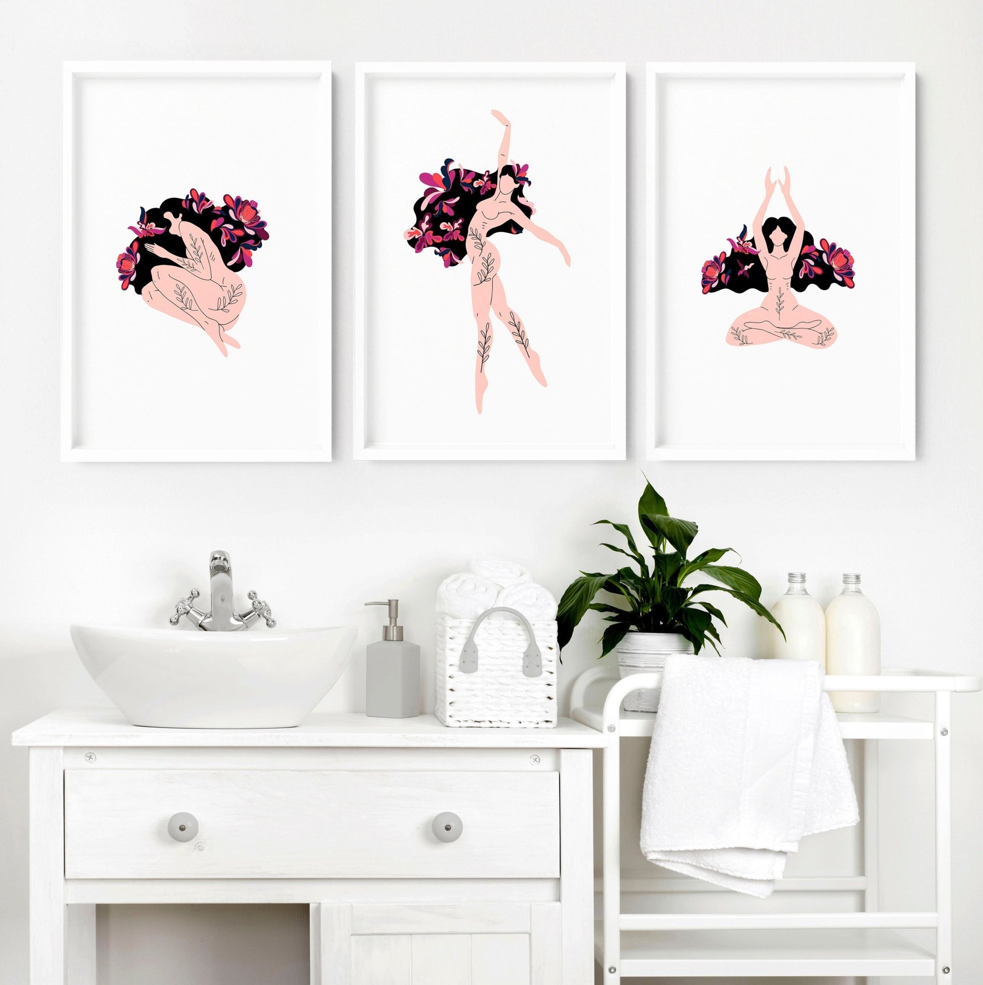 Art prints for bathroom | Set of 3 wall art prints