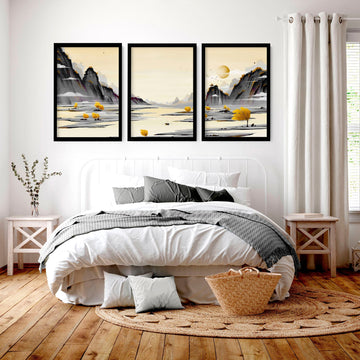 Art prints Japanese for bedroom | set of 3 wall art prints