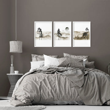 Art prints Scandinavian for bedroom | set of 3 wall art prints