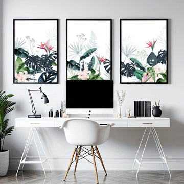 Art wall office | set of 3 Tropical wall art prints