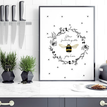 Impresión de arte de pared enmarcada tipo abeja de campo francés para cocina y comedor, impresión de arte de pared de galería de abejas de miel para decoración de casa de campo