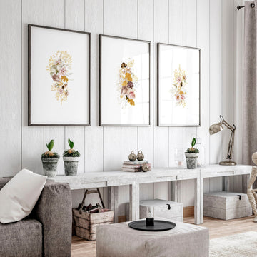 Obras de arte para una sala de estar | conjunto de 3 impresiones artísticas de pared Shabby Chic