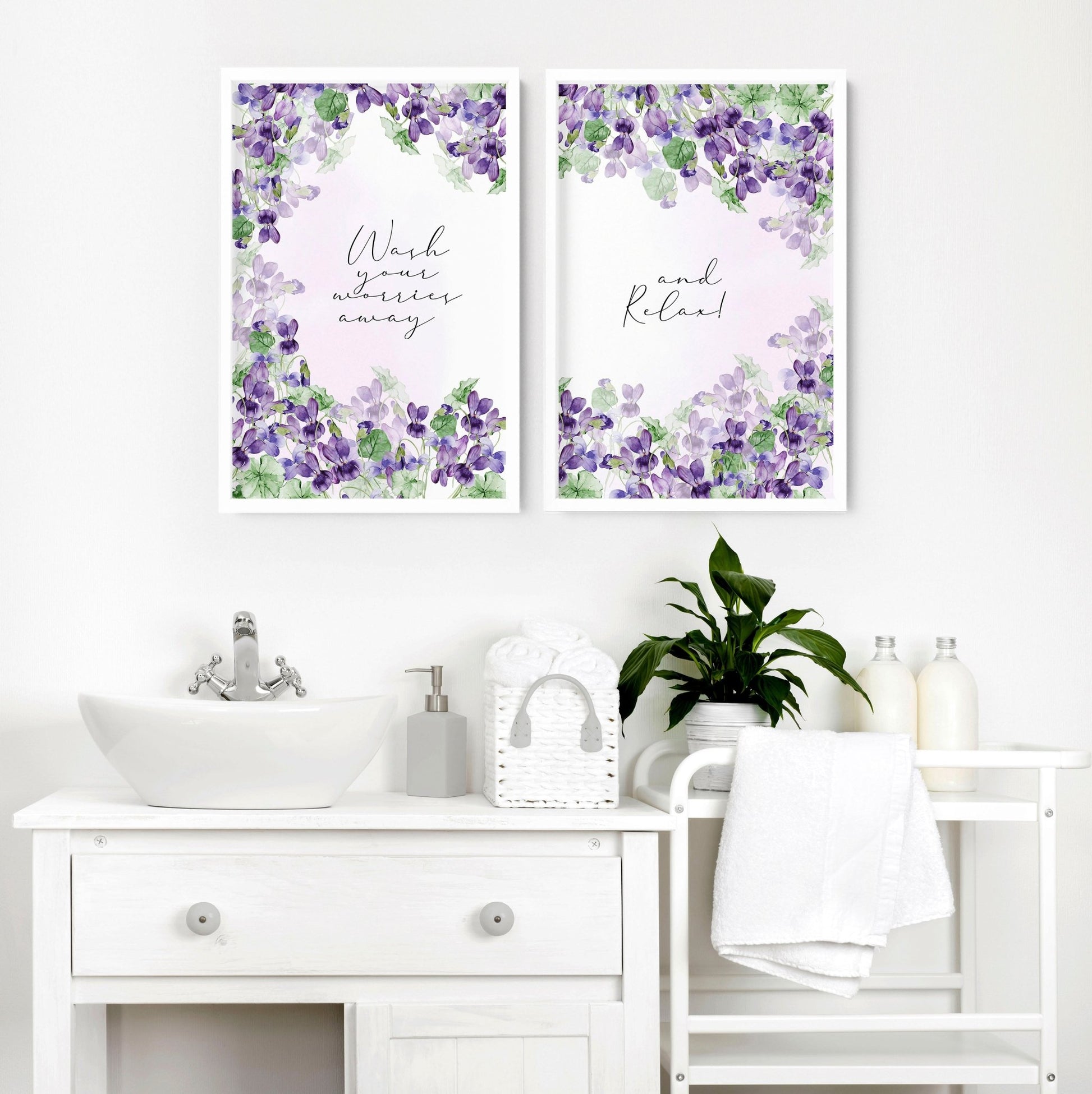 Bath pictures for wall | set of 2 Shabby Chic wall art prints