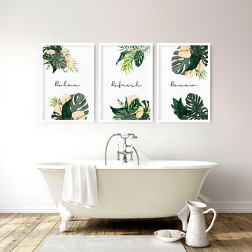 Bathroom decor art | set of 3 wall art prints