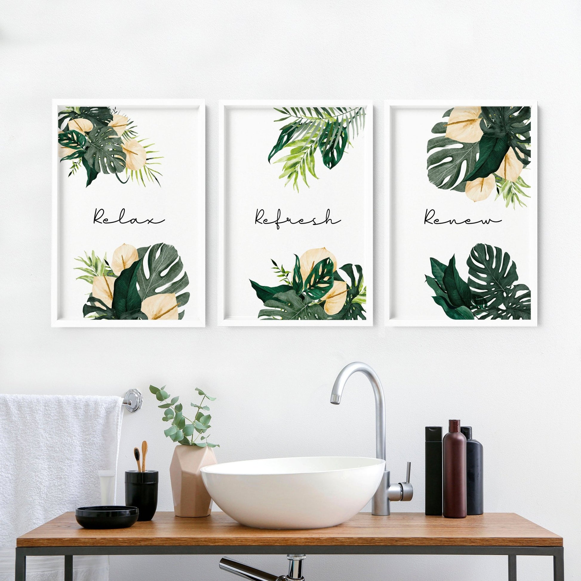 Bathroom decor art | set of 3 wall art prints - About Wall Art