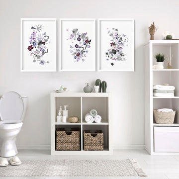 Bathroom wall decor in the uk | set of 3 Shabby Chic wall prints