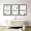 Wall art in bathroom | set of 3 Relaxing art prints