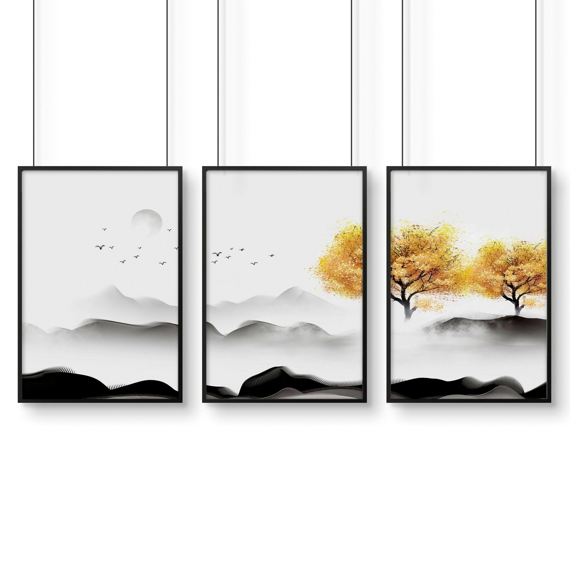 Beautiful Japanese landscapes | set of 3 wall art prints for bedroom - About Wall Art