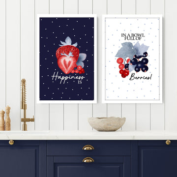 Berries Prints for a kitchen wall | Set of 2 wall art prints