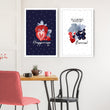 Prints for a kitchen wall | Set of 2 Berries wall art