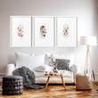 Big wall art for living room | set of 3 Shabby Chic prints