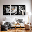 Black and Gold Abstract large wall art | set of 3 wall art prints - About Wall Art