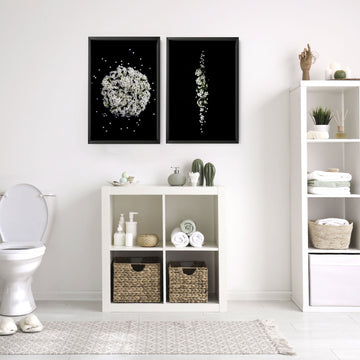 Black and White bathroom art wall decor | set of 2 wall art prints