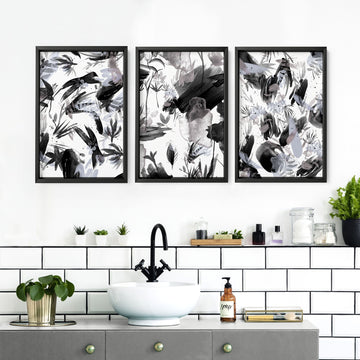 Black and White bathroom wall print | set of 3 wall prints