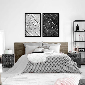 Black and White Line art for bedroom | set of 2 wall art prints