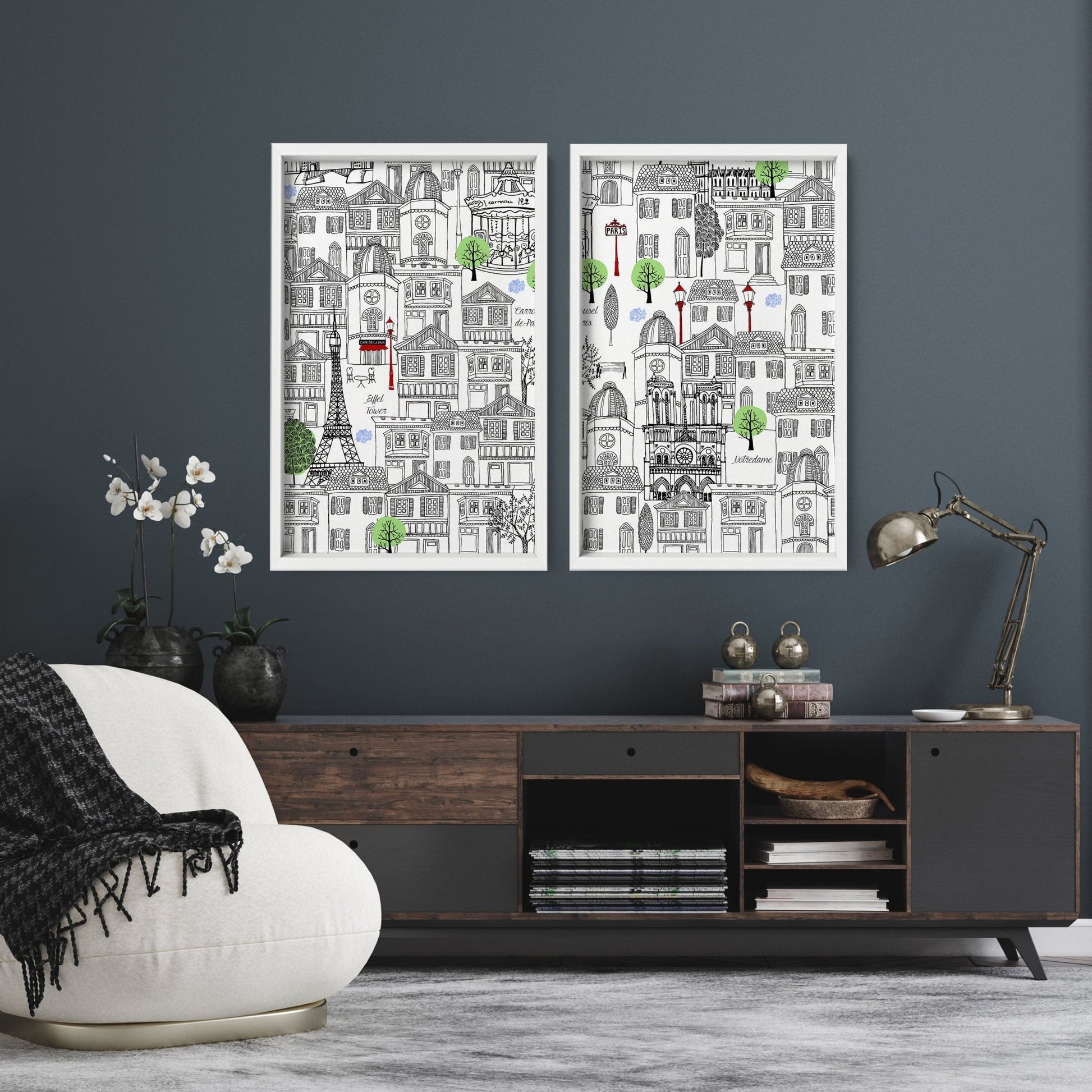Black and white Paris wall art Travel posters | Set of 2 wall art prints - About Wall Art