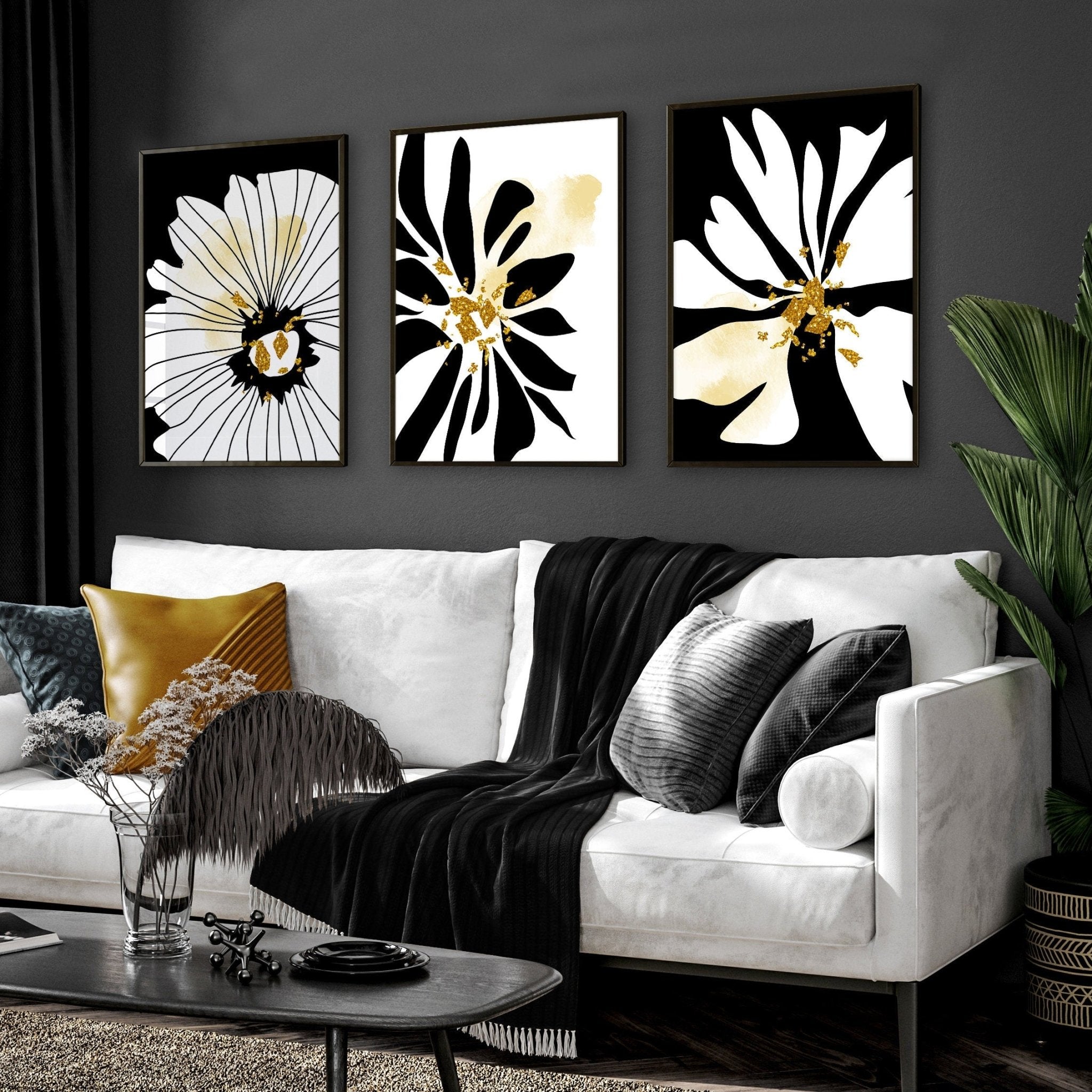 Black and white prints set of 3 |  framed wall art prints