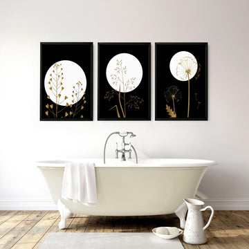 Black & Gold wall art for a bathroom | set of 3 wall art - About Wall Art