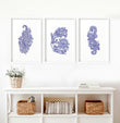 Blue Bohemian style boho living room decor | set of 3 wall art prints - About Wall Art