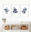 Blue botanical art prints | set of 3 wall art prints - About Wall Art