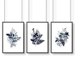 Blue botanical art prints | set of 3 wall art prints - About Wall Art