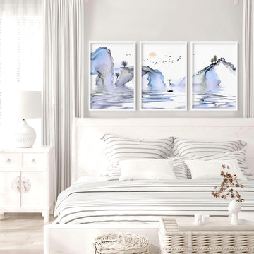Blue Japandi wall decor | set of 3 wall art prints