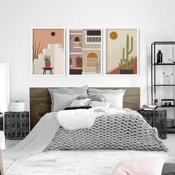 Bohemian framed prints for bedroom | set of 3 wall art prints