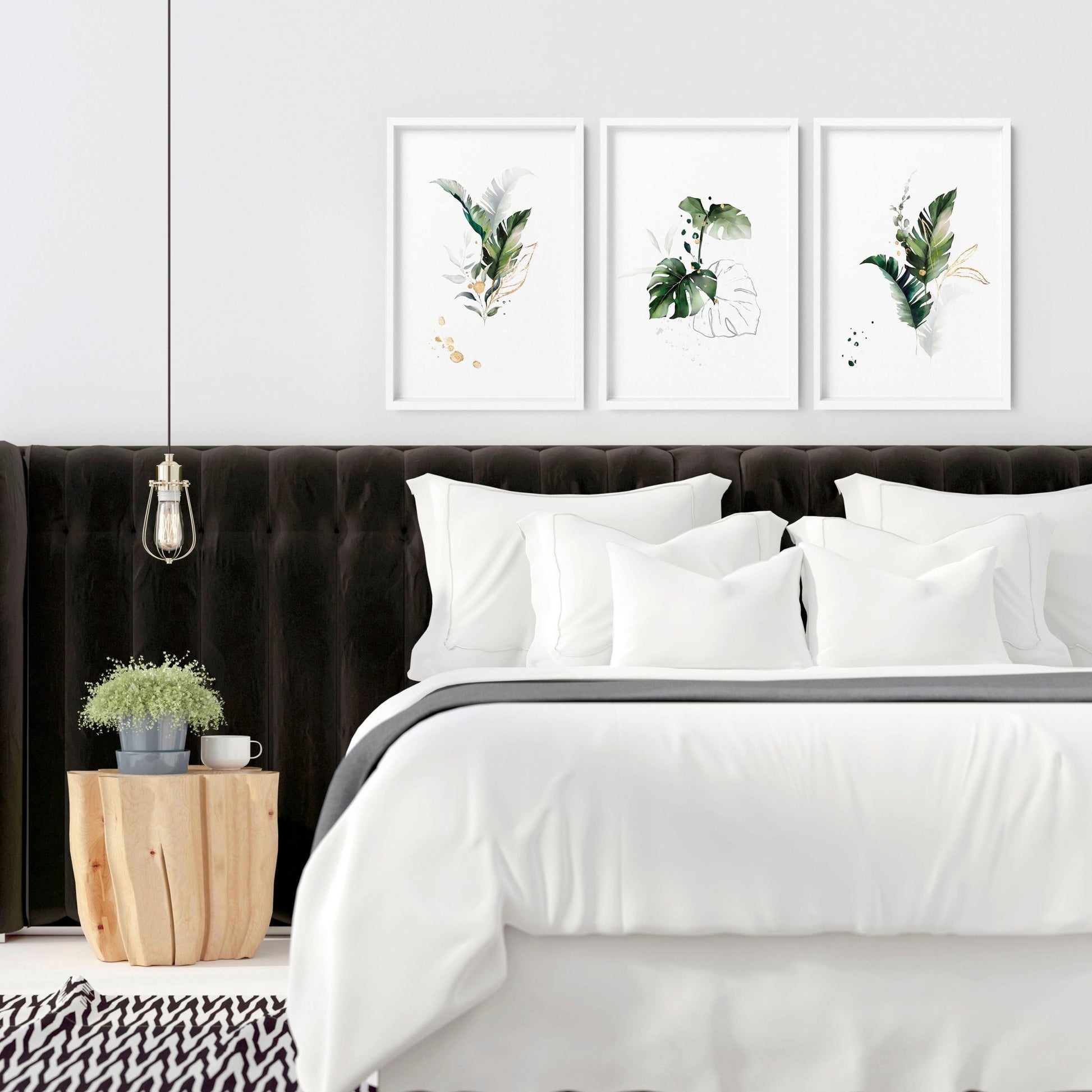 Bohemian Tropical bedroom decor | set of 3 wall art prints - About Wall Art