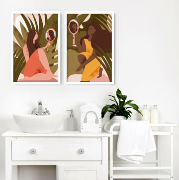 Boho bathroom wall decor | set of 2 wall art prints