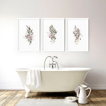 Bathroom wall hanging art | set of 3 Boho Chic wall prints