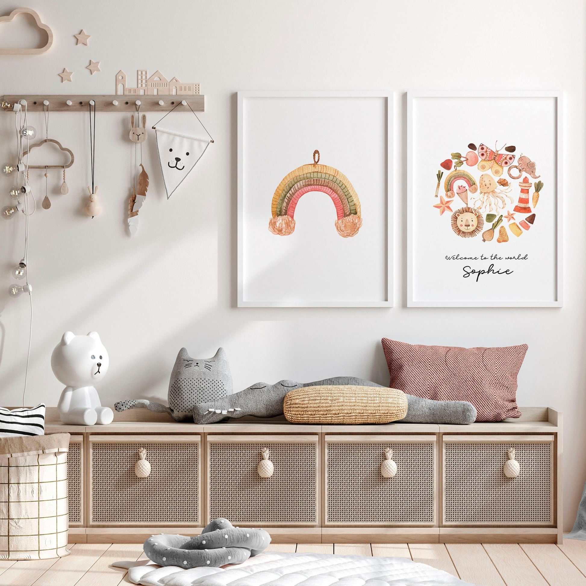 Boho nursery decor | set of 2 wall art prints - About Wall Art