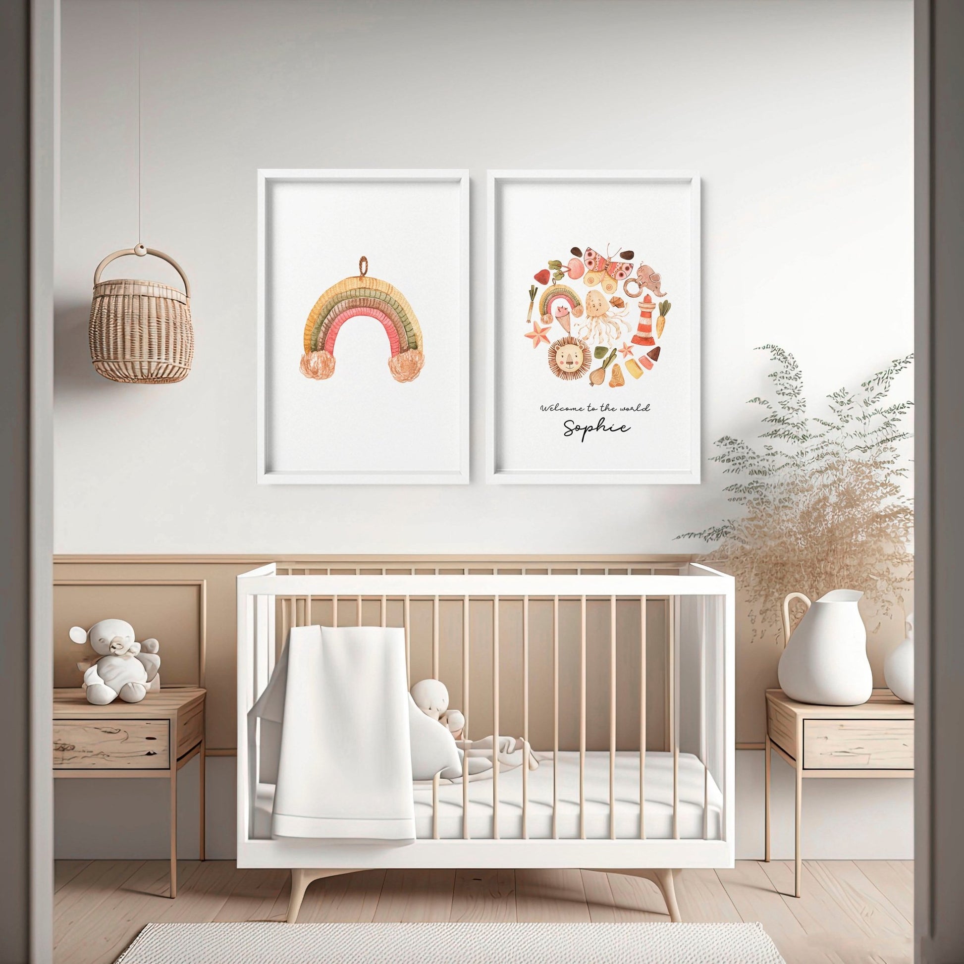 Boho nursery decor | set of 2 wall art prints